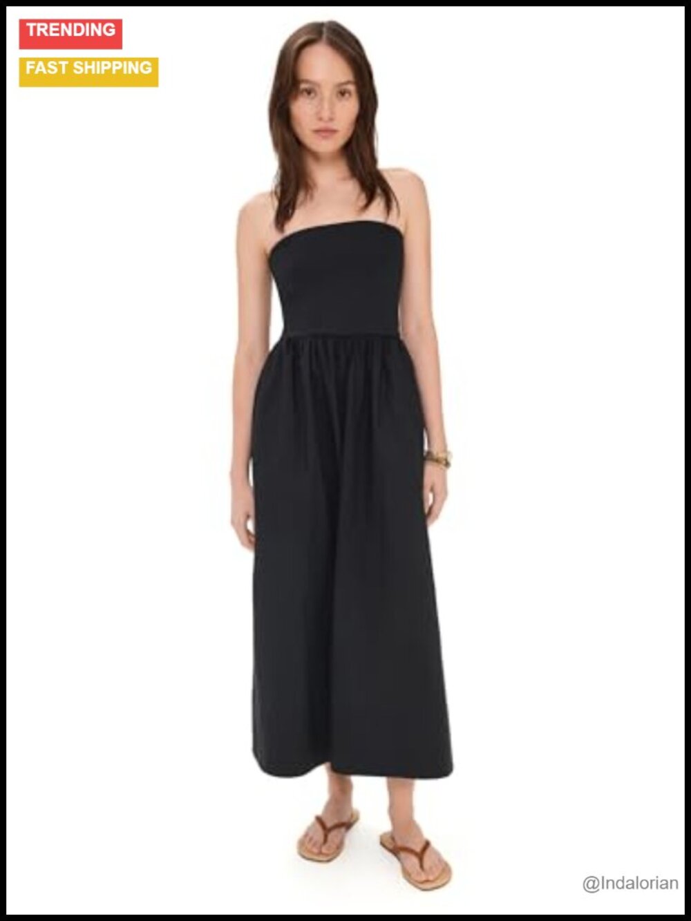 Z Supply Strapless Midi Dress Jersey Poplin Skirt A-Line Casual